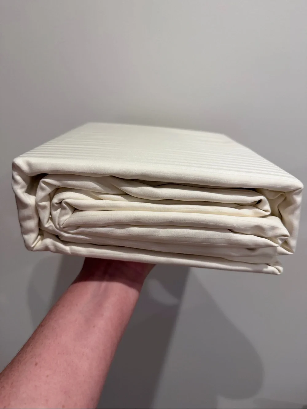 NWT Westin Hotel King Tonal Stripe Duvet Cover Ivory Egyptian Cotton $545
